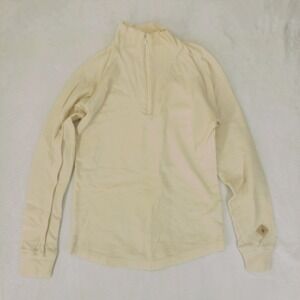 Smartwool Quarter Zip Top Womens Medium Cream 100% Wool Base Layer Mock Neck